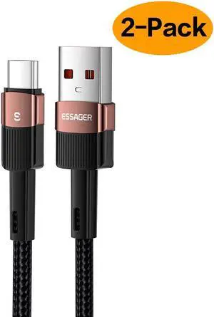 PD100W USB C Cable, [2-Pack, 3.3ft] Premium Nylon USB A to USB C Charger Cable for Samsung Galaxy S10 S10+, LG V30, Beats Fit Pro and Charging Cord for USB C Port Camera (Supports Data Transfer)