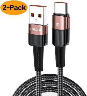 USB C Cable,  USB-A to USB-C [6.6FT, 2-Pack], Double-Braided Nylon 100W Fast Charging Cable, for Samsung Galaxy S10/ S9 / S9+ / S8 / S8+ / Note 8, LG V20 / G5 / G6, and More (Supports Data Transfer)