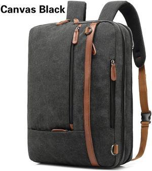 3 in 1 Convertible Messenger Bag,14-17.3 Inch Laptop Backpack,Shoulder Bag,Business Handbags,Briefcase Computer Backpack for Men Women(Canvas Black)