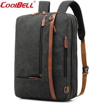 Convertible Laptop Backpack Bag, 3 in 1 Mens Messenger Bag Business Briefcases Fits 15.6-17.3 Inch Laptop, Shoulder Bags Computer Backpacks for Travel College Office for Men Women, Canvas Black