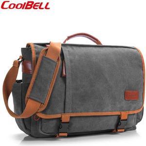 Canvas Messenger Bag - Vintage Crossbody Shoulder Bag for 17.3 Inch Laptop Notebook - Grey