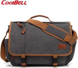 Canvas Messenger Bag Men,Waterproof Crossbody Bag,Satchel Shoulder Bag fits 17.3 Inch Laptop Notebook -  Grey