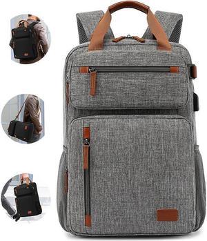 Travel Laptop Backpack, 15.6-inch Laptop Business Water Resistant Laptop Backpack with USB Charging Port, College Bag for Men & Women , Grey