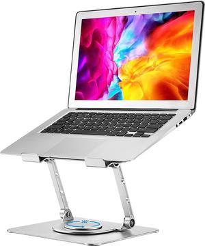 Laptop Stand 360° Rotating, Foldable Aluminum Laptop Desk Stand, Adjustable Height Laptop Riser, Ergonomic Computer Monitor Stand, Compatible with PC, MacBook Air/All 10-16" Laptops