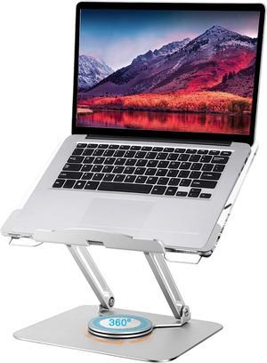 Adjustable Laptop Stand with 360 Rotating Base, Computer Stand Ergonomic Laptop Riser for Collaborative Work Dual Rotary Shaft Fully Foldable for Easy Storage Fits All Laptops up to 9-17 inches