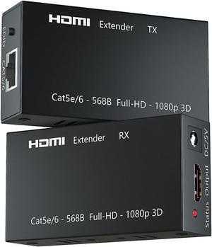 HDMI Extender 1080P 196ft/60m HDMI Repeater HD HDMI Network Extender Over Single RJ45 Cat6 Ethernet Cables Support Laptop DVD PS3/4 HD Box