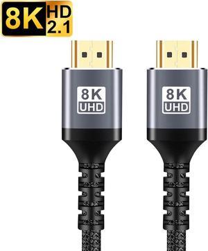 8K HDMI Cable 2.1 16.4FT,ESTONE Slim 48Gbps High Speed HDMI Braided Cord-48Gbps High Speed 3D 8K60 4K120 144Hz , HDCP 2.2&2.3, Dynamic HDR,eARC