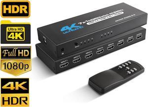 4k HDR HDMI Switch with IR Remote Control, 7 Ports HDMI 2.0 Switcher Selector , Supports HDCP 2.2 4K@60Hz UltraHD HDR10 3D HD1080P Dolby DST, HDMI Splitter for PS4 Xbox Fire Stick