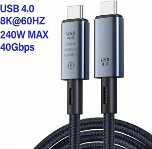 1.64ft USB4 Cable Compatible with Thunderbolt 3/4 Cable 40Gbps, 240W,TB3 to TB3 Male to Male Cord, for TB 3 (USB C) Hub, Adapter, Devices, 48V/5A 240W Rapid Power Delivery