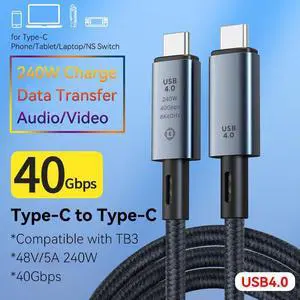Thunderbolt 4 Cable, Thunderbolt Certified, 1M (3.3FT), 40 Gb/s Data Transfer, 240W Power Charging,  8K@60Hz display Compatible with Thunderbolt 4, Thunderbolt 3, USB-C, and USB4 Devices