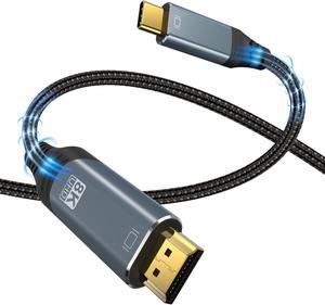 USB C USB3.1 to HDMI 8K 2.1 Cable 10FT 7680x4320 8K@30Hz 4K@120Hz UHD HDR High Speed 48Gbps Thunderbolt 3 Compatible for HDTVs Projectors and Monitors