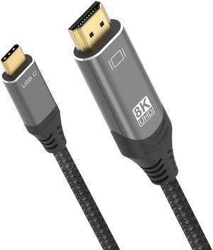 USB C to HDMI 2.1 Cable [8K@30Hz,4K@120Hz,2K@165Hz] 3.3Ft Type C to HDMI 8K Braided Cord [Thunderbolt 3/4 Compatible] Support HDCP2.3/HDR/DSC for MacBook Pro/Air,iPhone 15/Plus/Pro/Pro Max