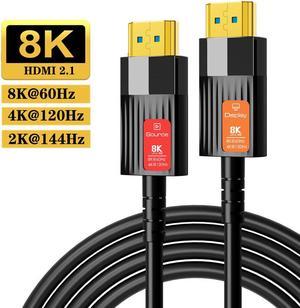 8K HDMI Fiber Optic Cable, 48Gbps High-Speed, 8K@60Hz,Dynamic HDR,ARR, Dolby Atmos, HDCP 2.2 & 2.3, 16 Foot, Black