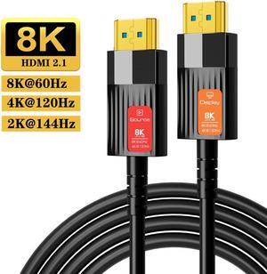8K HDMI Fiber Optic Cable, 48Gbps High-Speed, 8K@60Hz,Dynamic HDR,ARR, Dolby Atmos, HDCP 2.2 & 2.3, 50 Foot, Black