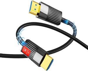 50ft - Long 8K Fiber Optic HDMI Cable, HDMI2.1 Unidirectional 48Gbps Ultra High-Speed Slim HDMI Cord 8K60Hz 4K120Hz HDR/eARC HDCP 2.2/3D Compatible for PS5 and DVD Player, Black