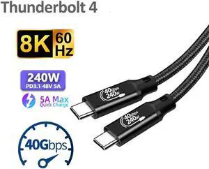 USB4 Pro Cable Braided, 40Gbps Data Transfer , 240W Power Delivery, 8K@60Hz/ 4K@120Hz Single or 4K@60Hz Dual Display, Downward Compatible to all USB-C Devices (5 FT) USB4 Pro Cable Braided, 40Gbps Data Transfer , 240W Power Delivery, 8K@60Hz/ 4K@120Hz Single or 4K@60Hz Dual Display, Downward Compatible to all USB-C Devices (5 FT)