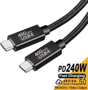 USB4 data cable 1.5FT, 240W 40Gbps Data Transfer USB 4 Data Cable Compatible FOR Thunder 4 Full Feature Type C 40Gbps Transfer 8k Video 240w for External SSD,eGpu,USB-C Docking Station,etc