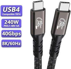 USB C 4.0 Gen 3 Cable Nylon Braided: Supporting 8K HD Display, 40 Gbps Data Transfer and Powerful 240W Charging USB C to Type-C Cable for Laptop, Hub, Docking, 1.5FT