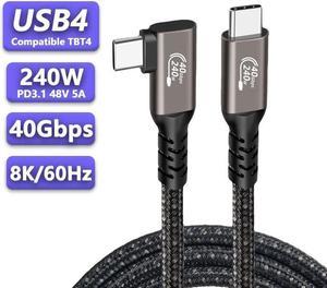 USB 4.0 gen 3 Cable 40Gbps 240W 5ft PD Fast Charging 90 Degree Nylon Braided Cable with 40 Gbps Data Transfer Speed Supporting Thunderbolt 3/4,USB4.0 gen 3,8K & Ultra HD Display