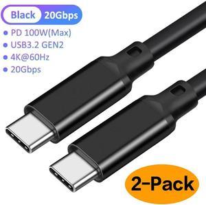 Cable corto USB C a USB C de 1.65 pies, cable USB C 3.2 Gen 2 de 20 Gbps,  cable de transferencia de datos 4K 100 W PD de carga compatible con