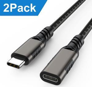 1.6FT/2Pack USB C Extension Cable, 10Gbps/USB 3.2 Transfer USB Type C Extender 100W/5A Fast Charging Compatible with PSVR2/USB C Hub/Dell XPS/MacBook/iPad Pro/Magsafe