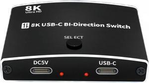 USB C Switch Bi-Direction 2 in 1 or 1 in 2 KVM Switcher, 8K@60Hz Video / 10Gbps Data Transfer Compatible with Thunderbolt Type C Device