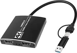 ESTONE USB 3.0& USB-C Video Capture Card support Mic HD 4K30 Video 1080P 60fps Board Game Record For Live Streaming Video Recording Nintendo Switch/PS5/OBS/PC/Camera