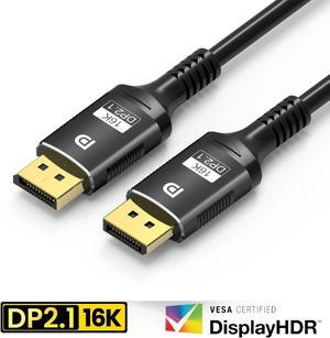 VESA Certified 10FT DisplayPort Cable 2.1, 16K DisplayPort Cable 2.1 Supports HDR, DSC 1.2a, 80Gbps,16K@30Hz, 8K@60/120Hz, 4K@240Hz / 165Hz / 144Hz, 2K@360Hz for FreeSync G-Sync Gaming Monitor