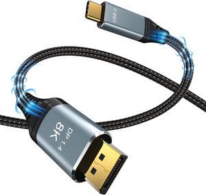 USB C to DisplayPort 1.4 Cable 6.6FT [8K@60Hz, 4K@144Hz 120Hz, 2K@240Hz], 5K Type C to DP Cable, [32.4 Gbps, Thunderbolt 4/3 Compatible] for MacBook Pro 2021, M1 Mac Mini, iPad Pro, XPS