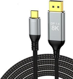 3.3FT USB C to Displayport 1.4 Thunderbolt 4/3 to Displayport 8k@60Hz 4k@144Hz 120Hz/2k@240Hz 32.4gbps 5k Type C to DP Cord Compatible with Ipad, M1 M2/Air, Surface, iMac, Xps
