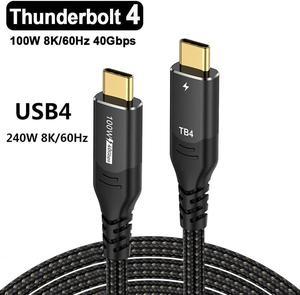 Thunderbolt 4 Cable TB4 1.6FT, 8K UHD Display 40Gbps Type C to Type C 100W Fast Charging Cord Charger Compatible with Samsung Galaxy S23 S22 S21 S20 Ultra, Note 20 Laptop, Hub, Docking