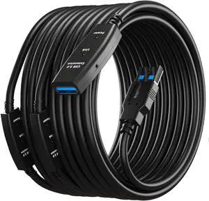 USB 3.0 Active Extension Cable 65 Feet, Type A Male to Female Extender Cord, USB Repeater Cable with 3 Signal Boosters , for Laptop, Hard Drive, Printer, Webcam, Xbox, VR, PS4