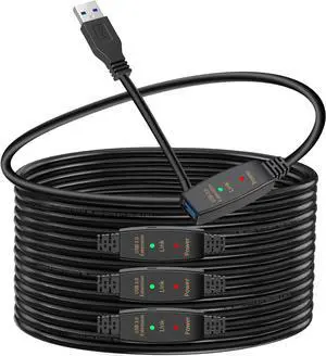Active USB 3.0 Extension Cable 100 FT, USB 3.0 Extender Male to Female Cord with Signal Booster Compatible with Oculus Quest 2, Rift Sensor, Steam VR, Gaming PC, Printer