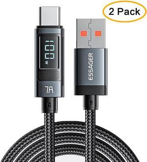 ESTONE 7A 100W USB A to USB C Cable Fast Charging, Nylon Braided Type-C Charging Cable for lPad Air/lPad Pro, MacBook Pro, Samsung Galaxy S21/S10/S9/Plus (2-Pack, 3.3ft)