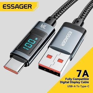 ESTONE USB A to USB C Cable, E-Mark 7A 100W PD Type-C Fast Charging 480Mbps Nylon Braided Laptop Data Cord for MacBook Pro Air iPad Samsung Galaxy Pixel LG PS5 and More, 3.3ft 1-Pack