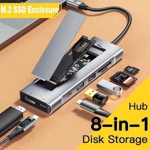 ESTONE USB C Docking Station - Universal Laptop Docking Station 8 in 1 for Thunderbolt 3/4, USB C Dock with M.2 SSD Enclosure, USB 3.2, USB-A,100W PD, 10Gbps USB C, SD/TF Card Reader and 4K HDMI