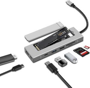ESTONE 8 in 1 USB C Docking Station, HDMI USB C Laptop Docking Station with M.2 SSD Enclosure, USB 3.2, USB-A,100W PD, 10Gbps USB C, SD/TF Card Reader and 4K HDMI for MacBook/USB-C Laptop