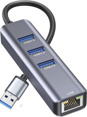 ESTONE USB to Gigabit Ethernet Adapter, 3-Port USB 3.0 Hub with RJ45 Compatible with MacBook Pro/Air 2023, iPad Pro, iMac, S23, XPS 17, Surface Book 3 and More