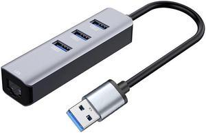 ESTONE USB 3.0 to Ethernet Adapter, 3-Port USB 3.0 Hub with RJ45 10/100/1000 Gigabit Ethernet Adapter Support Windows 10,8.1,Mac OS, Surface Pro,Linux,Chromebook and More