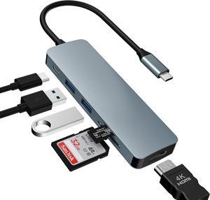 ESTONE USB C HDMI Hub, Multiport 6 in 1 USB C Hub Adapter with 4K HDMI, 100W PD, USB 3.0, USB 2.0 and SD/TF Card Reader, for MacBook Pro Air M1 M2, for iPad Pro m1, Switch, Chromecast & More