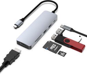 ESTONE USB C Hub 6 in 1 Multiport Adapter with 4K HDMI Dongle, 100W PD, SD/TF Card Reader, USB 3.0&2.0, USBC Docking Station for MacBook Mac Pro/Air, Laptop and Other Type C Laptops