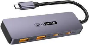 ESTONE 10Gbps USB C Hub, USB C HUB with 2 USB-C 3.2 and 2 USB-A 3.2 Ports, USB Port Extender Splitter, USB C to USB A Hub Multiport Adapter for Laptop, MacBook Pro Air, iPad, iMac