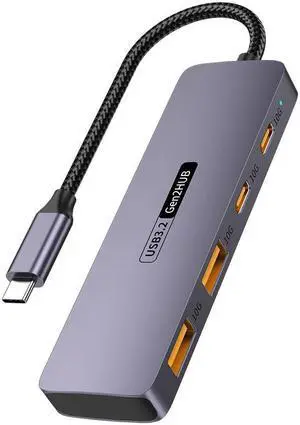 ESTONE USB Hub 3.2, USB Splitter 10Gbps 2 USB-A 3.2 Ports and 2 USB-C 3.2 Ultra-Slim Aluminium USB 3.2 Gen 2 HUB Fast Data Transfer USB Port Extender for MacBook,Chromebook,Mobile HDD,Laptops