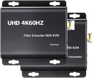ESTONE 4K HDMI KVM Extender Fiber Converters LC Up to 20Km, HDMI USB KVM Over Fiber Extender, Uncompressed 10G SFP Transceivers Included, Support KVM,4Kx2K,IR Control, Transmitter and Receiver