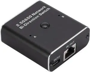 ESTONE 2.5G/5G Gigabit Network AB Switch, 2-Port RJ45 Ethernet Selector, Manual Pushbutton, 10/100/1000Mbps, Aluminum Alloy, for Cat5/5e/6/7/8 Cable