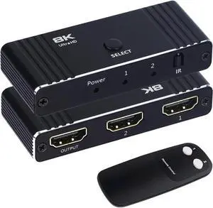 ESTONE HDMI Switch 4K@120HzBidirectional2 in 1 Out HDMI Splitter/1 in 2 Out Switcher, 2 Port Hdmi Switcher Box Supports VRR, Dynamic HDR, HDCP 2.3,HDMI Switcher Selector for Xbox PS3 4 5 TV Gaming
