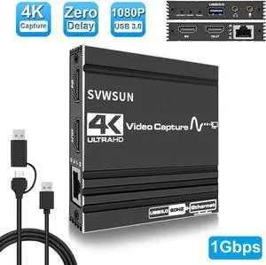 ESTONE Capture Card 1080p 60fps, 4K 60Hz HDMI Video Game Capture Card to USB A/C with Microphone & HDMI Loop-Out & RJ45, Low Latency Record Broadcast Live Streaming for Nintendo Switch/PS4/PS5/Xbox
