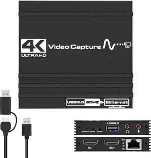 ESTONE 4K Capture Card for Live Streaming, 1080P 60FPS Game Capture Card with Gigabit LAN USB & Microphone HDMI Loop-Out, Capture Card for Game Recording, Live Streaming Broadcasting