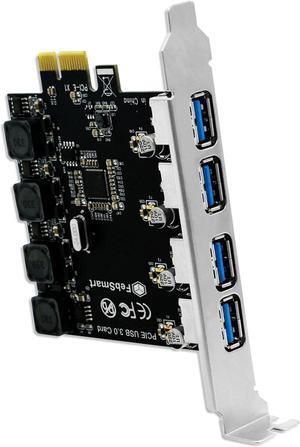 Jansicotek 4 Ports PCIE USB 3.0 Card Super Speed 5Gbps PCI Express (PCIe) Expansion Card for Windows 11/10/8.1/8/7/Vista/XP/Server