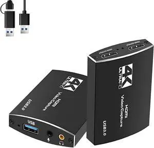 ESTONE 4K External Capture Card, Stream and Record in 1080p 60fps with ultra-low latency on PS5, PS4/Pro, Xbox Series X/S, Xbox One X/S, in OBS and more, works with PC and Mac